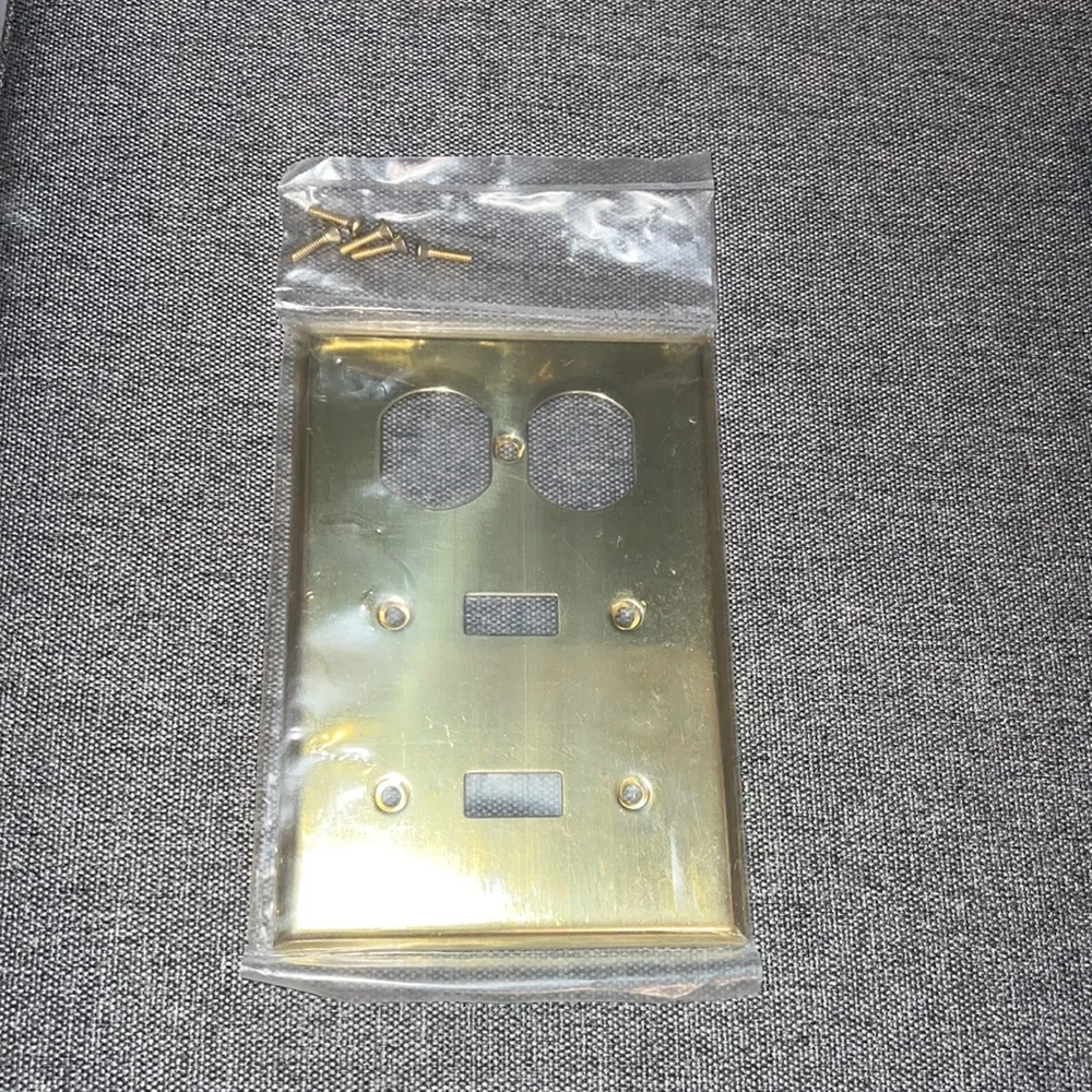 Restoration Hardware Shiny Gold Brass Socket and Switch Faceplate NWT